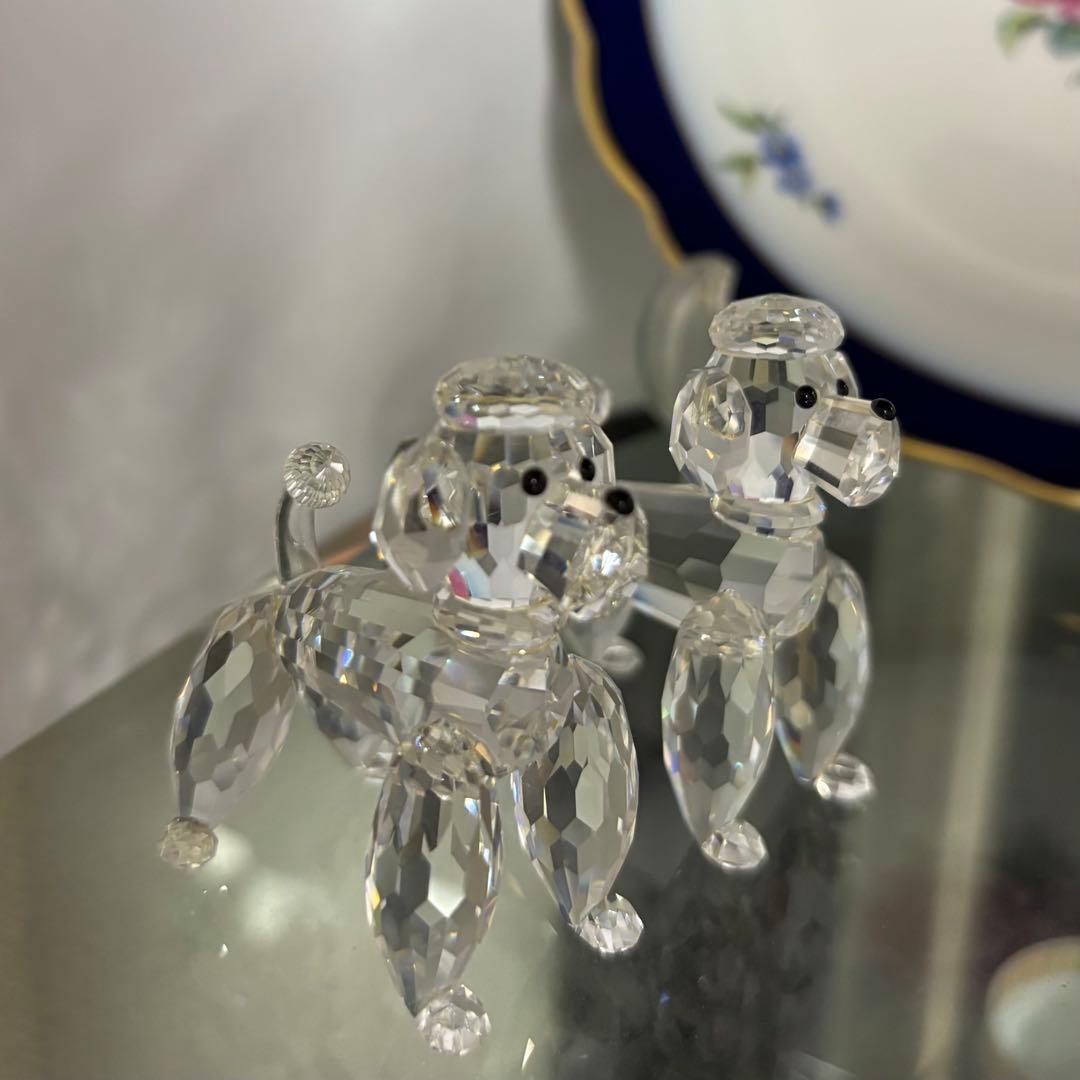 スワロフスキー　プードル2匹セット　スタンディング