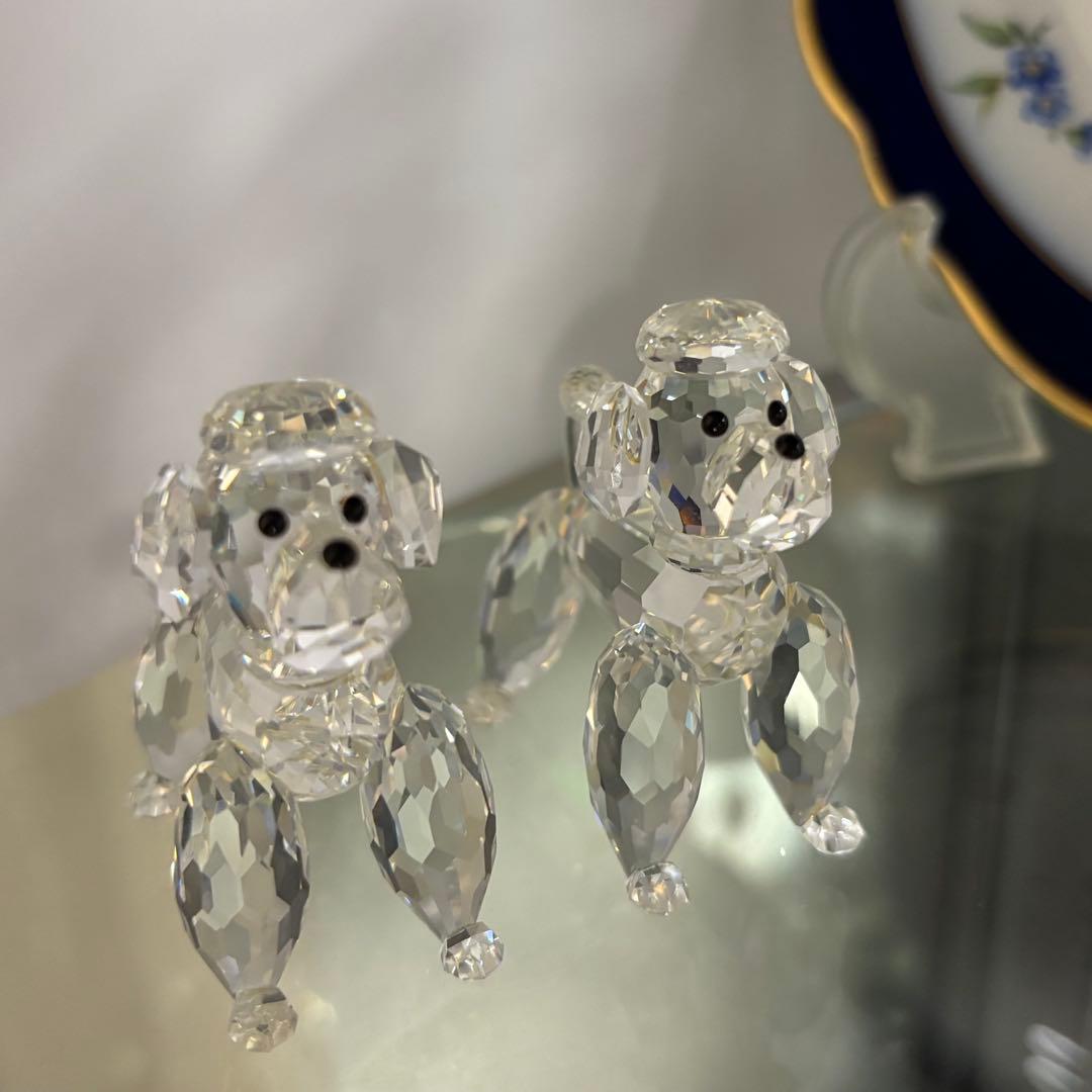 スワロフスキー　プードル2匹セット　スタンディング