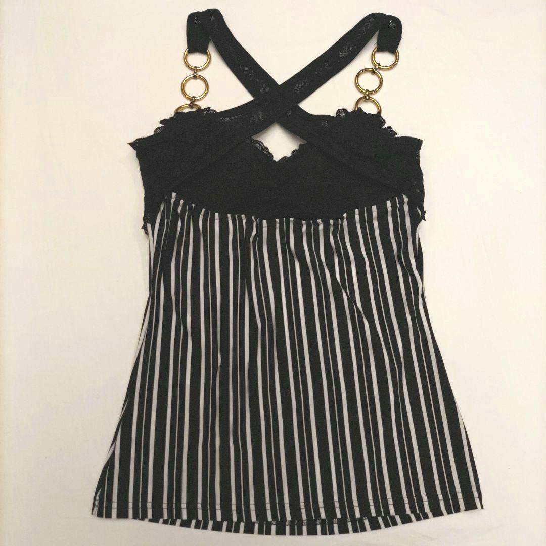 そ*ン様 d.i.a ダイヤ キャミソール レース ストライプ 背中あき 黒 ギ