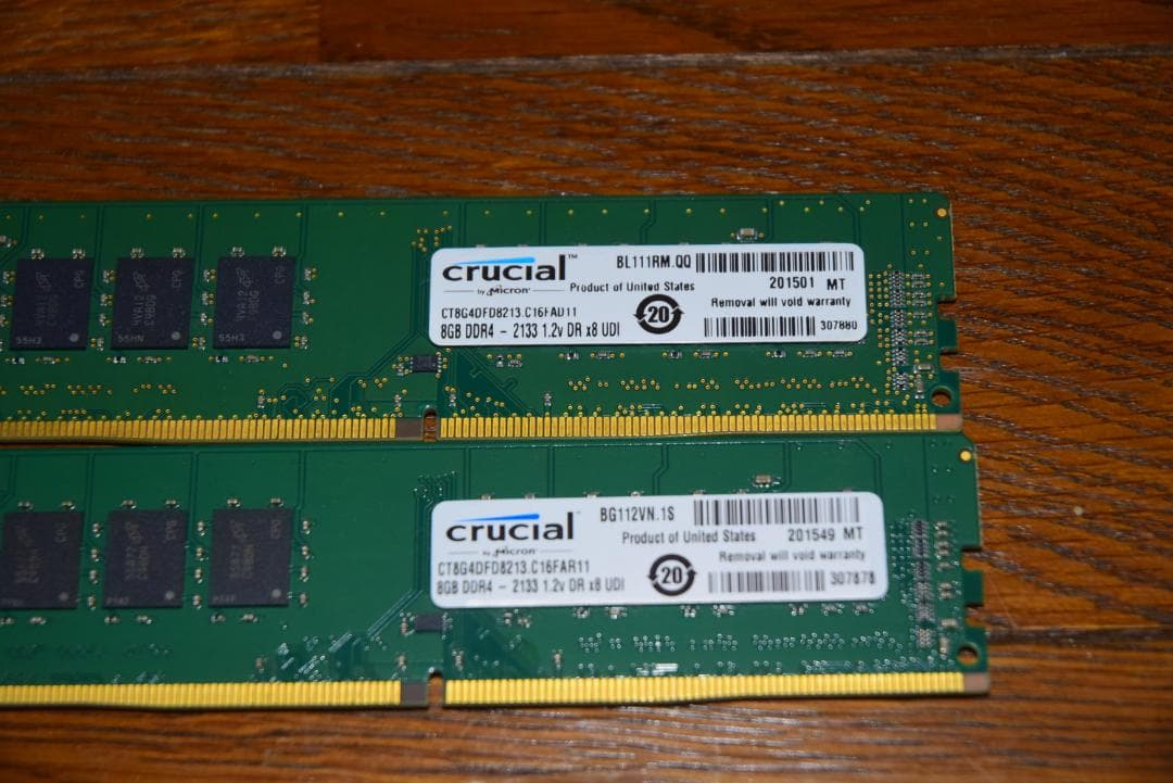 Crucial DDR4 メモリ 8GB×2枚 計16GB Memtest済