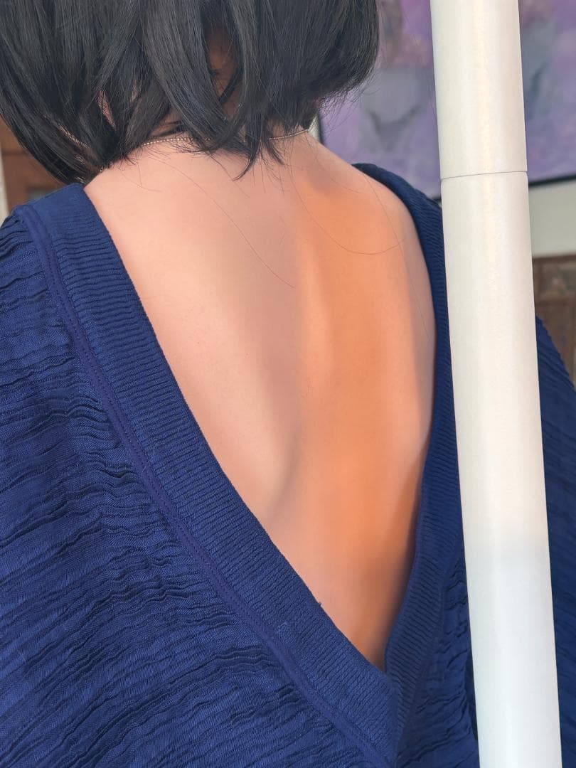 ISSEY MIYAKE　ツヤなしプリーツ加工 オーバーサイズ トップス ブルー