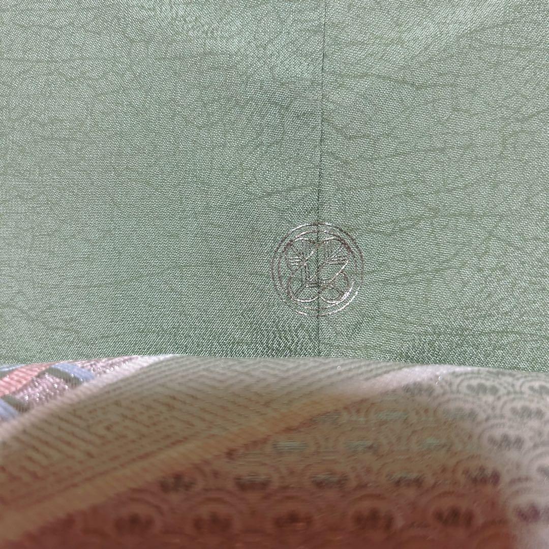 た*う様 未使用　作家　美品　袷　正絹　紋付き　色無地　フルセット　4点　西陣唐