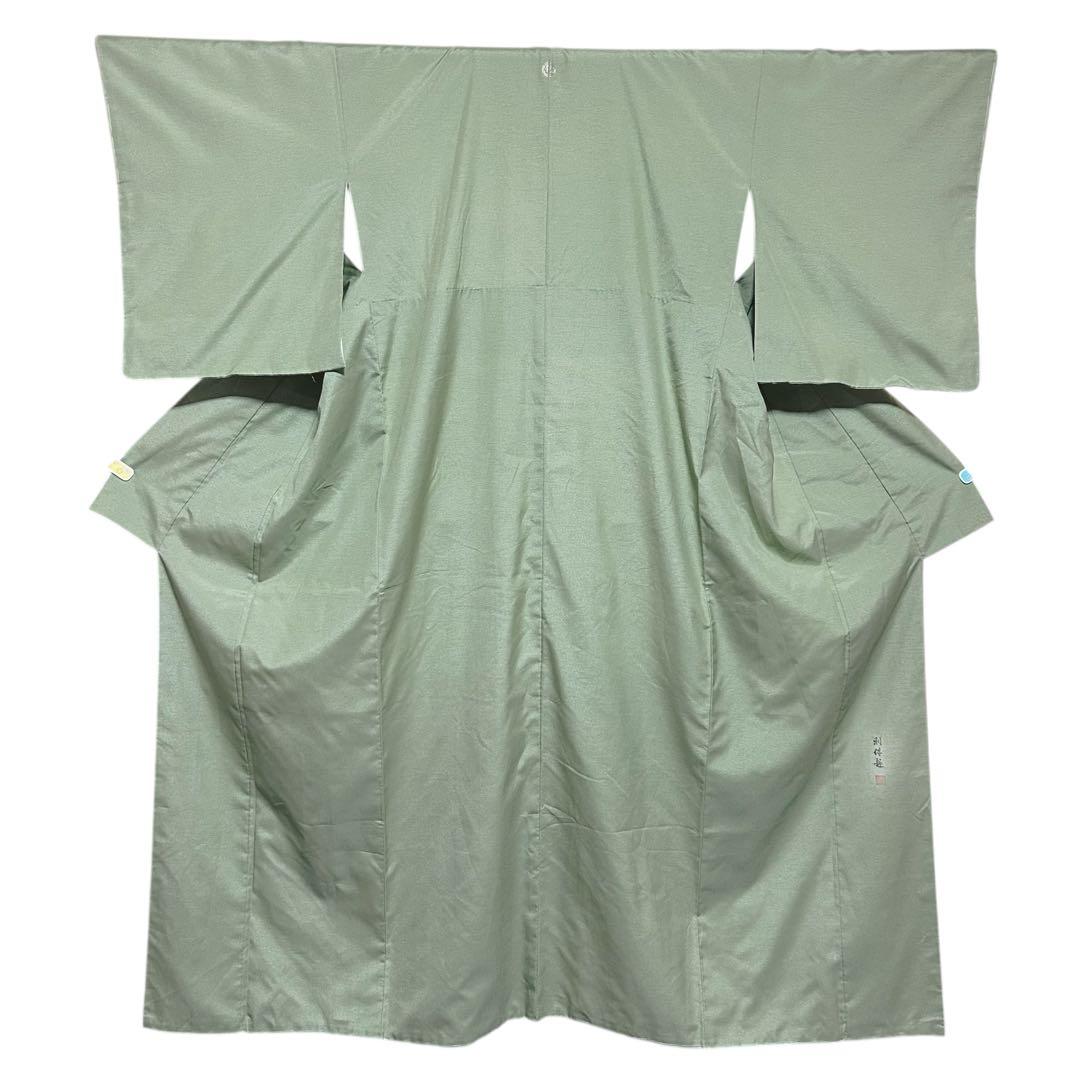 た*う様 未使用　作家　美品　袷　正絹　紋付き　色無地　フルセット　4点　西陣唐