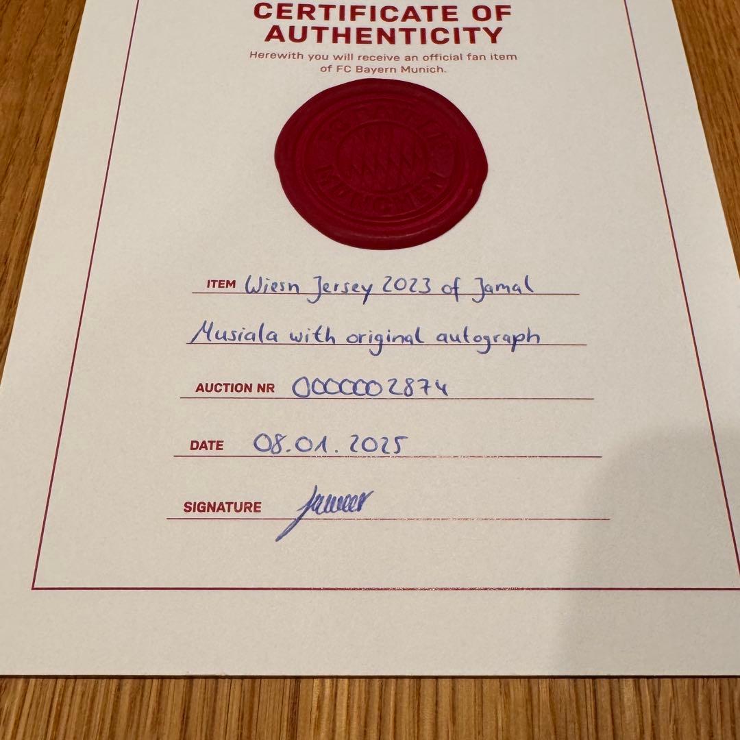 証明書付 バイエルンミュンヘン 23-24 ムシアラ直筆サイン入りXL