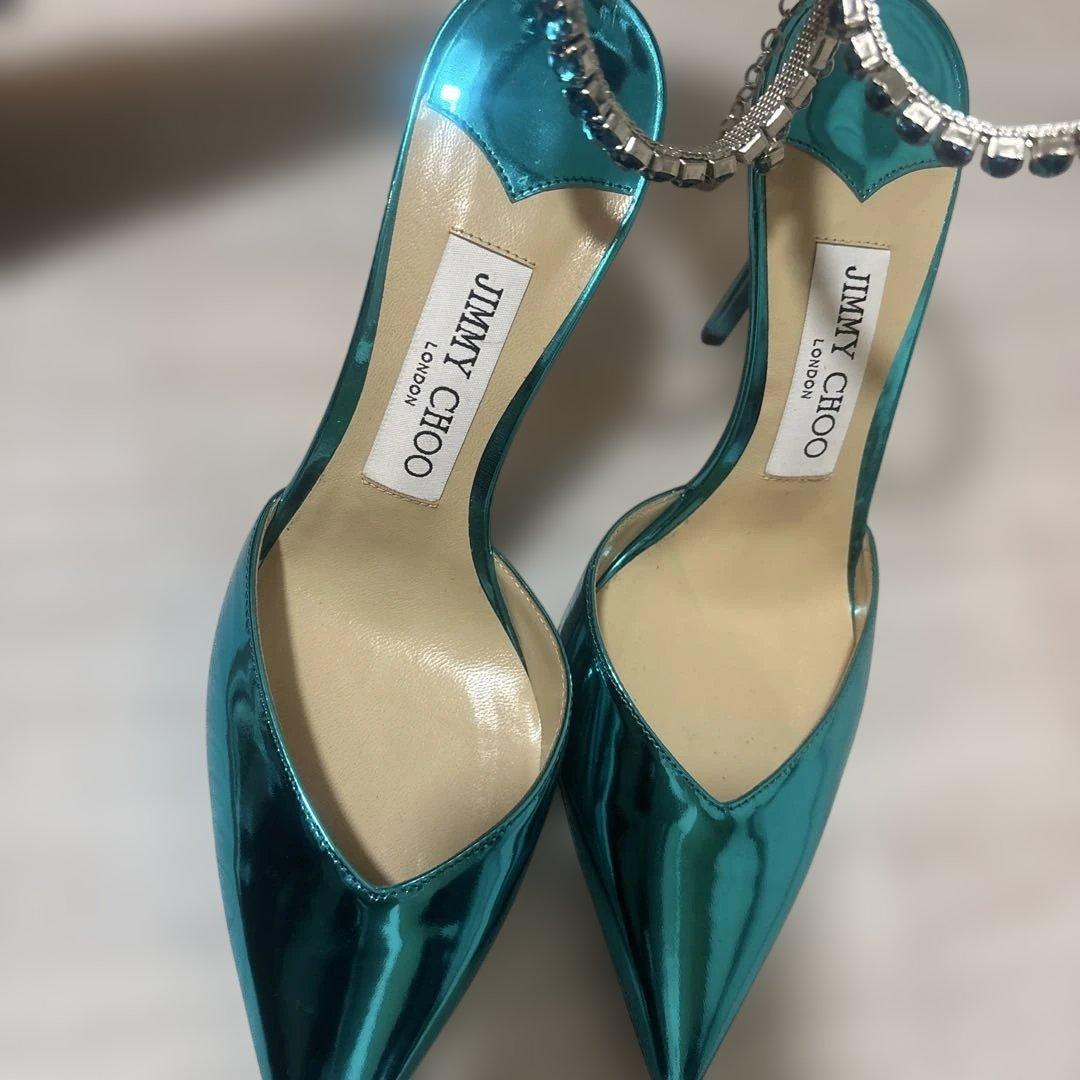 JIMMY CHOO SAEDA100 & CIBELLE ティールサンダル