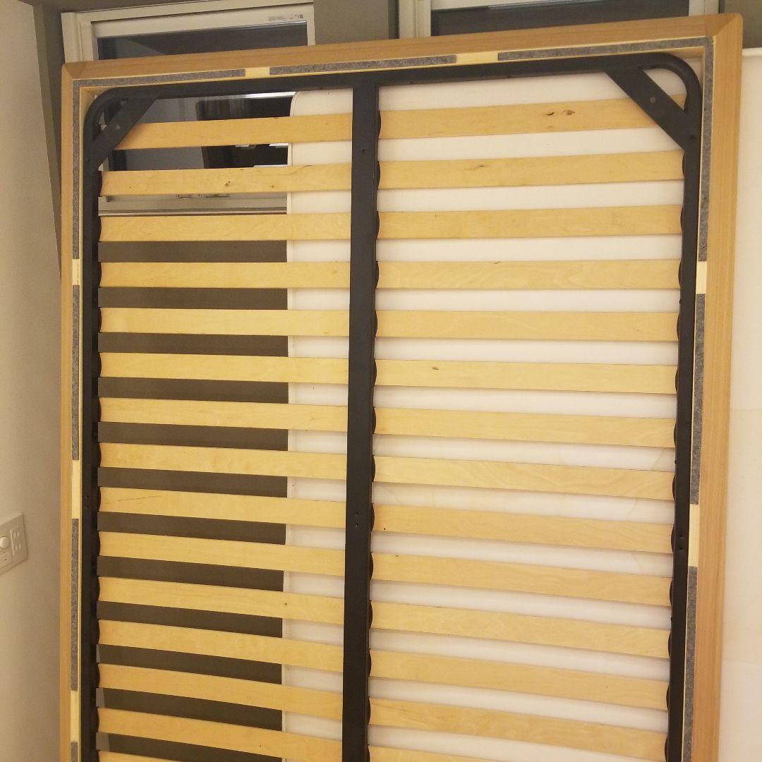 【貴重:廃盤】無印良品　ダブルベッドフレーム　タモ材　木製ベッド　すのこベッド