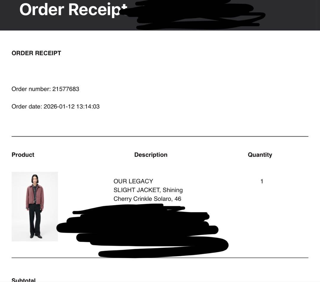 OUR LEGACY アワーレガシーSLIGHT JACKET ジャケット 46