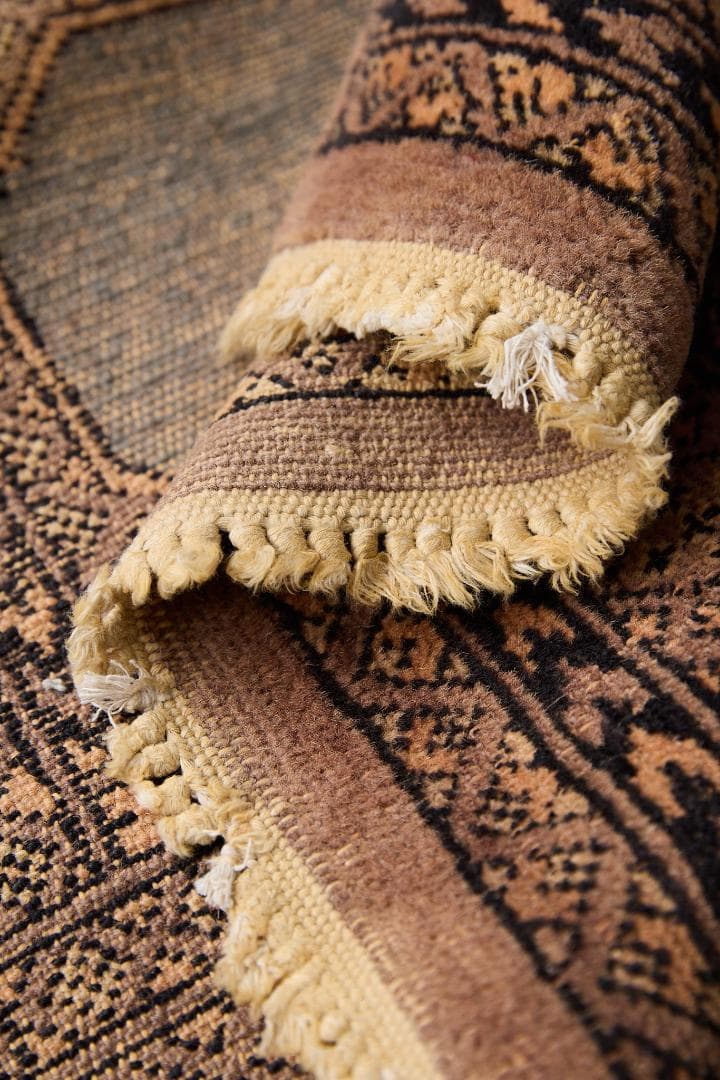 ヴィンテージラグ　トライバルラグ　ラホール産（119×76cm）青　茶　グレー