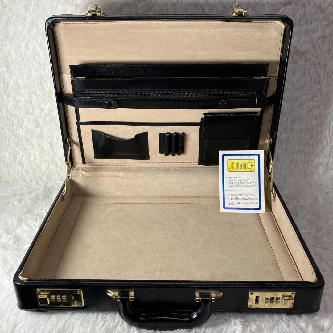 極美品 オールレザー 本革 アタッシュケース ビジネスバッグ ダイヤルロック