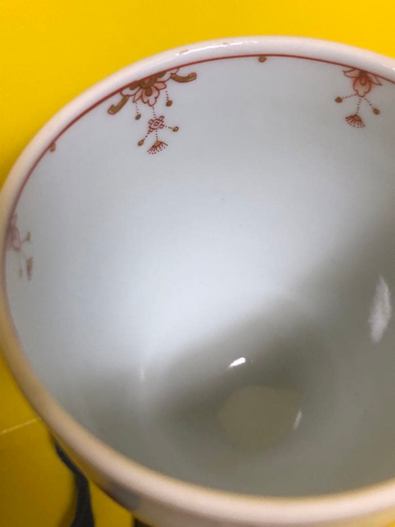 福島武山　赤絵鶴之図　洋盃　ワインカップ九谷焼　百貨店購入品