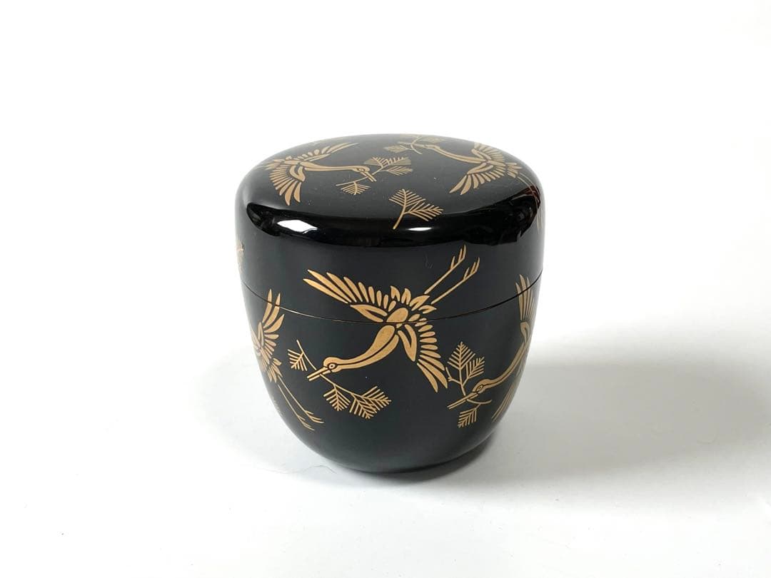 漆芸　漆塗　塗師　畑幸春　松食鶴　松喰鶴　蒔絵　棗　なつめ　共箱