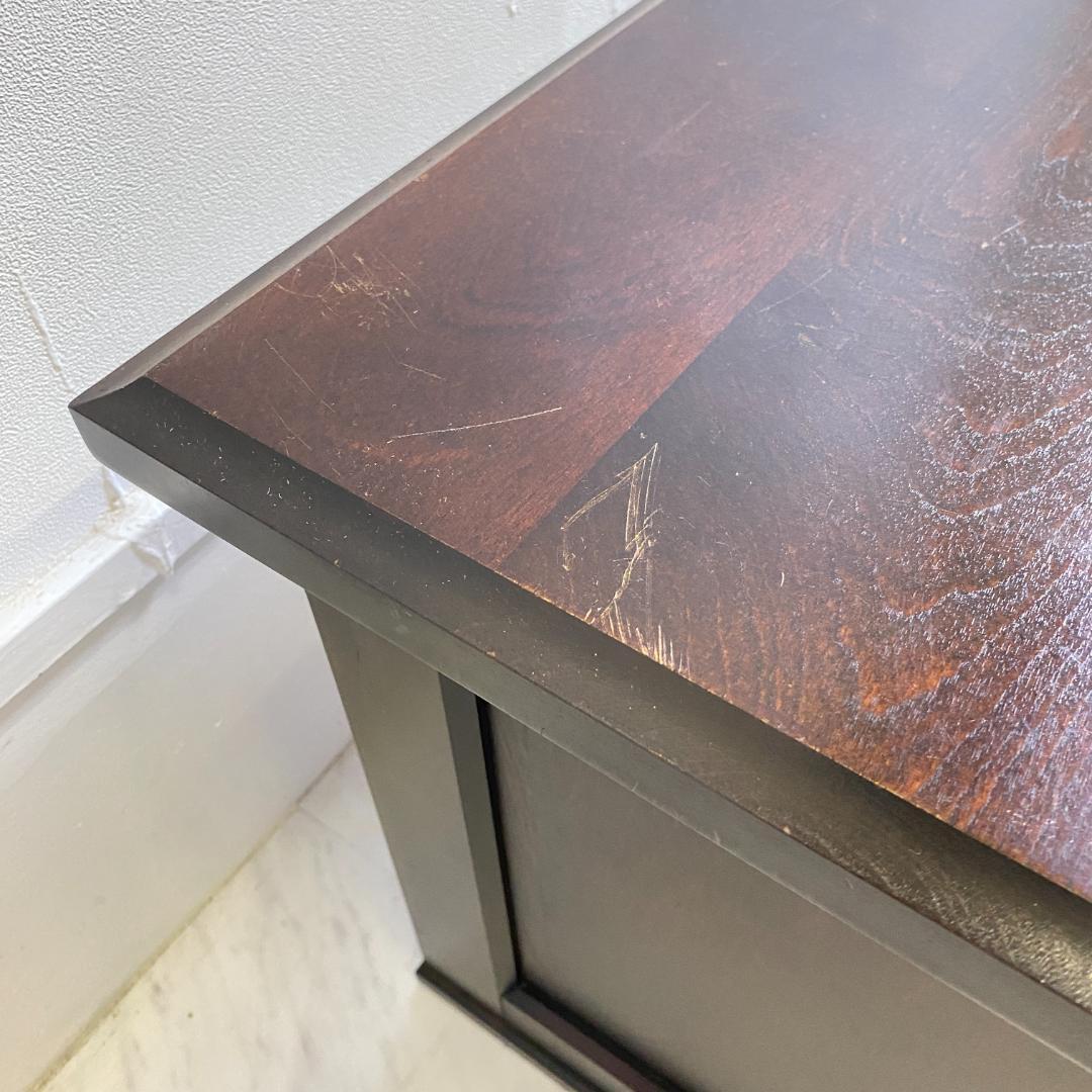 北海道民芸家具 文机 木製 ダークブラウン 3引き出し