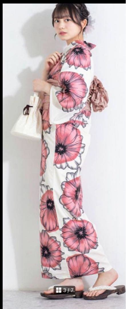 ★ラスト1点★新品未使用　浴衣　帯　2点セット　白地にピンク