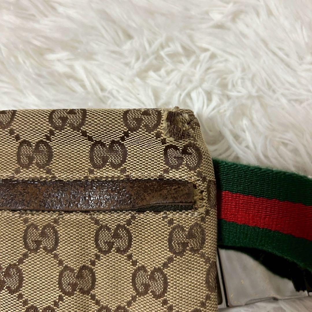 GUCCI グッチ GGキャンバス シェリーライン ボディバッグ ベージュ