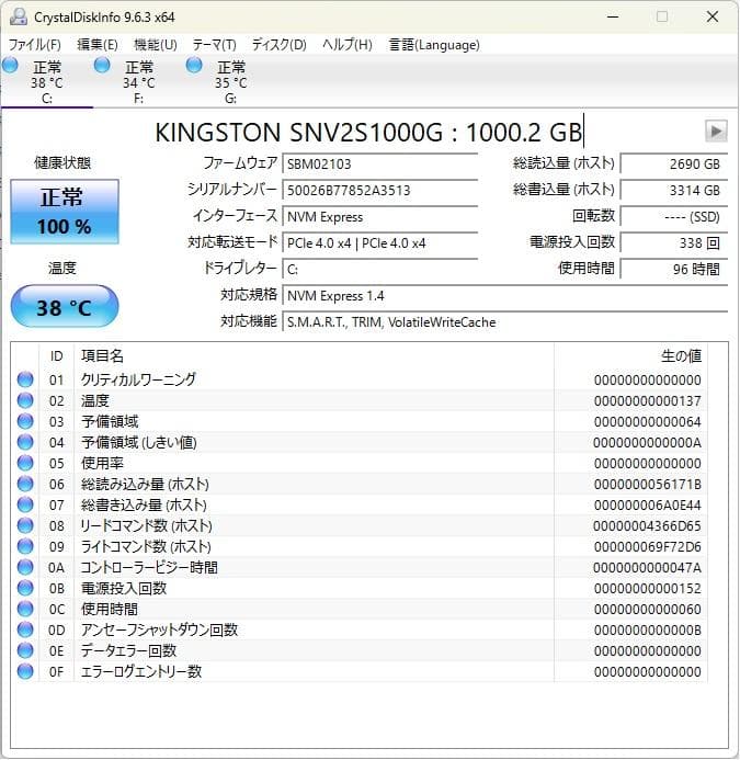 立上げ15秒程度Windows自作PC 12世代Corei3、32GB、3TB