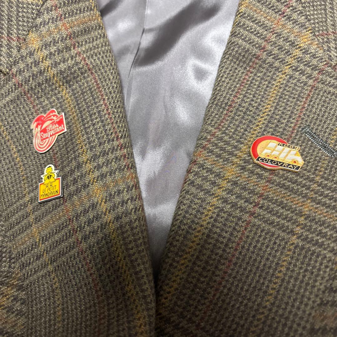 【レトロコーデ】 チェック ウールスーツ ヴァレンティノ ネクタイ ピンズセット