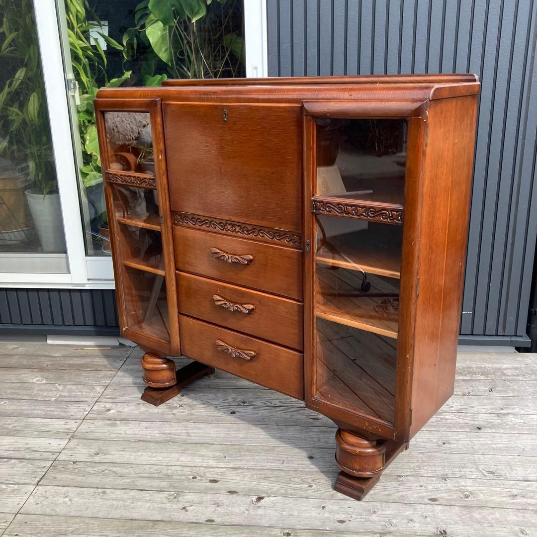 英国アンティーク MILWOOD 木製 ライティングビューロ サイドボード