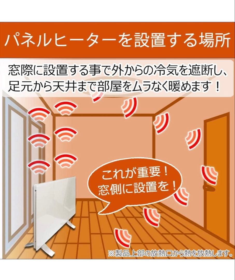 超薄型 遠赤外線 パネルヒーター 省エネ&ハイパワー　キャスター リモコン付き