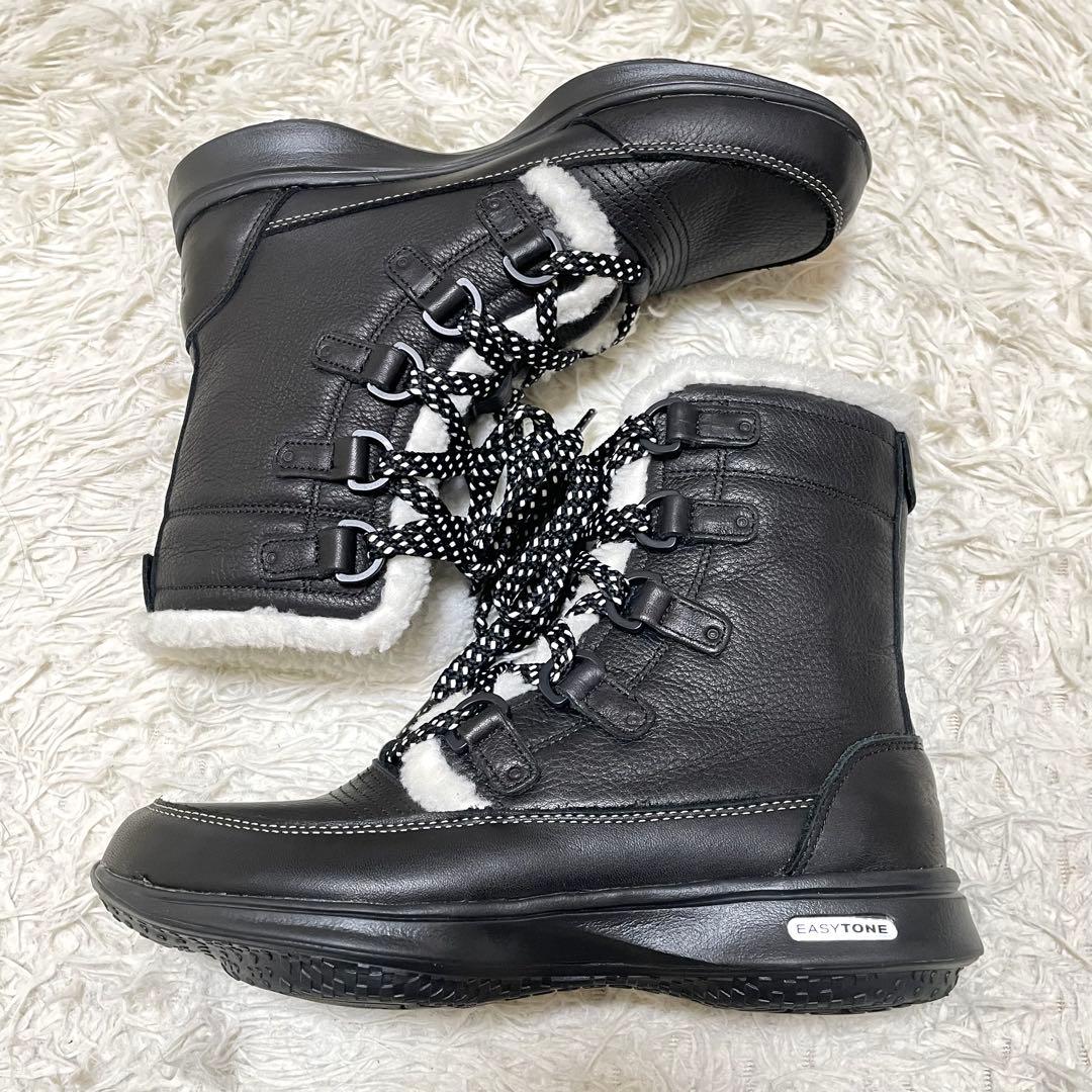 【美品】Reebok EASYTONE RUGGED CHIC ボアレザーブーツ