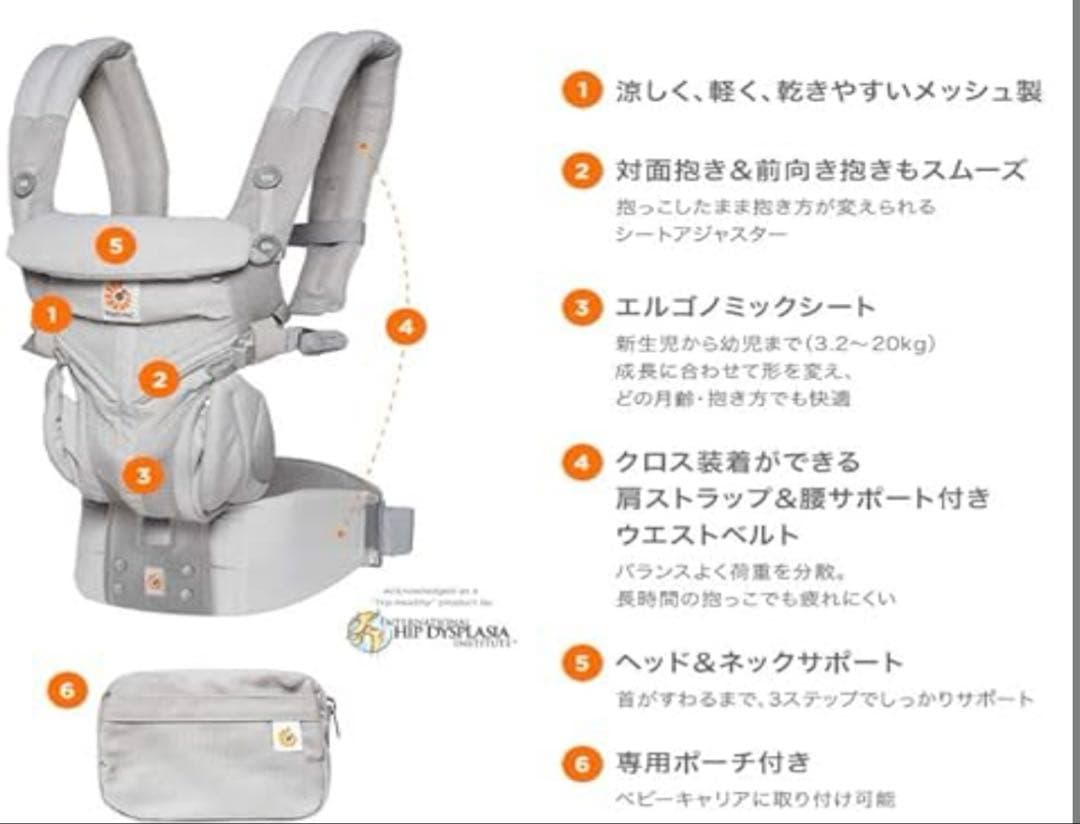 ergobaby OMNI 360 抱っこ紐 グレー　エルゴ　エスメラルダ