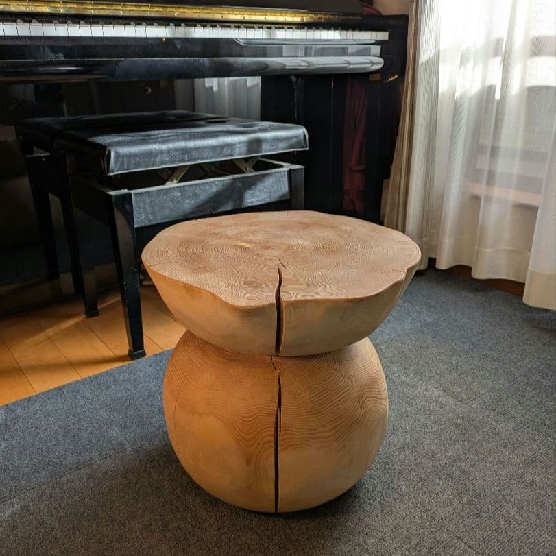 天然ヒバ　大型　切り株　丸太　椅子　スツール　テーブル　高さ約41.5cm