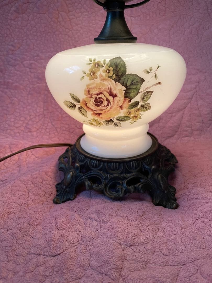 アンティーク手描きガラスランプ