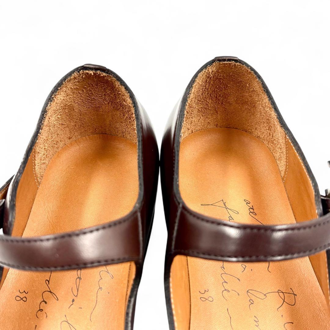 【極美品】 R.U. アニー ストラップシューズ 38 ブラウン カーフレザー