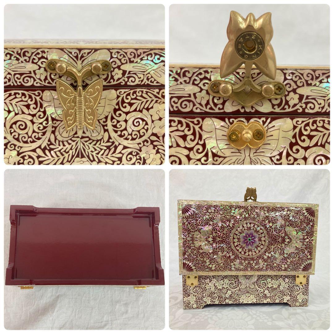 美品　伝統工芸品　螺鈿細工　蝶々　ジュエリーボックス　宝石箱　小物入れ