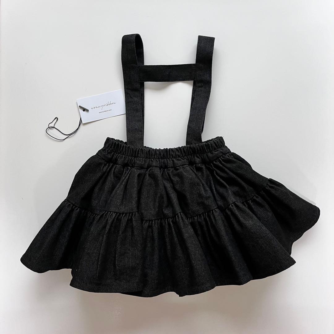 WonnyRibbon Black denim skirt Sサイズ