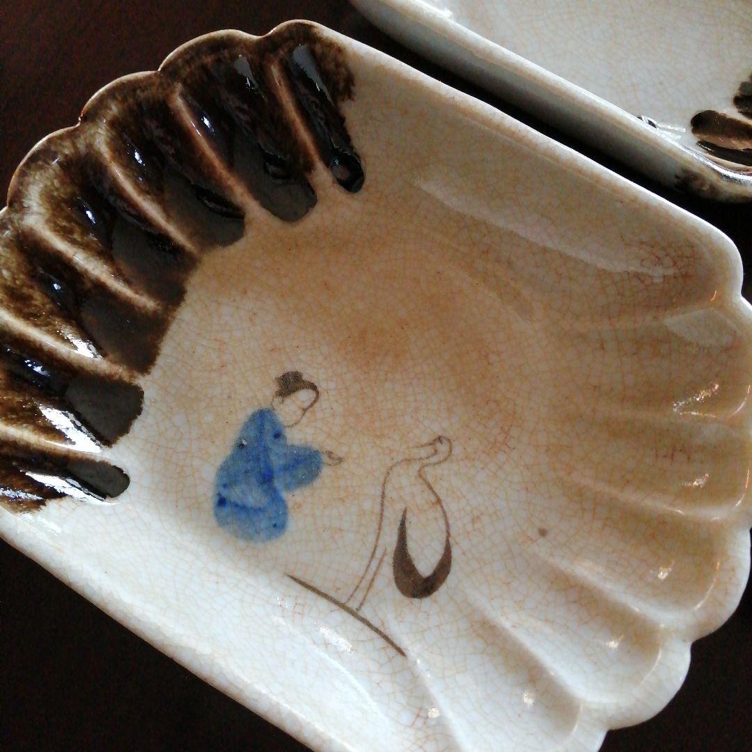 瀬戸焼　流釉皿　17客　15.5cm　大正〜昭和初期