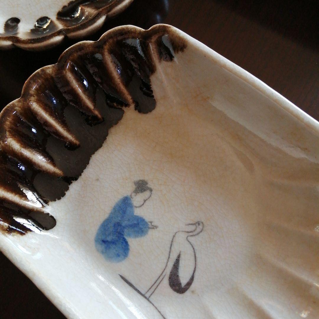 瀬戸焼　流釉皿　17客　15.5cm　大正〜昭和初期