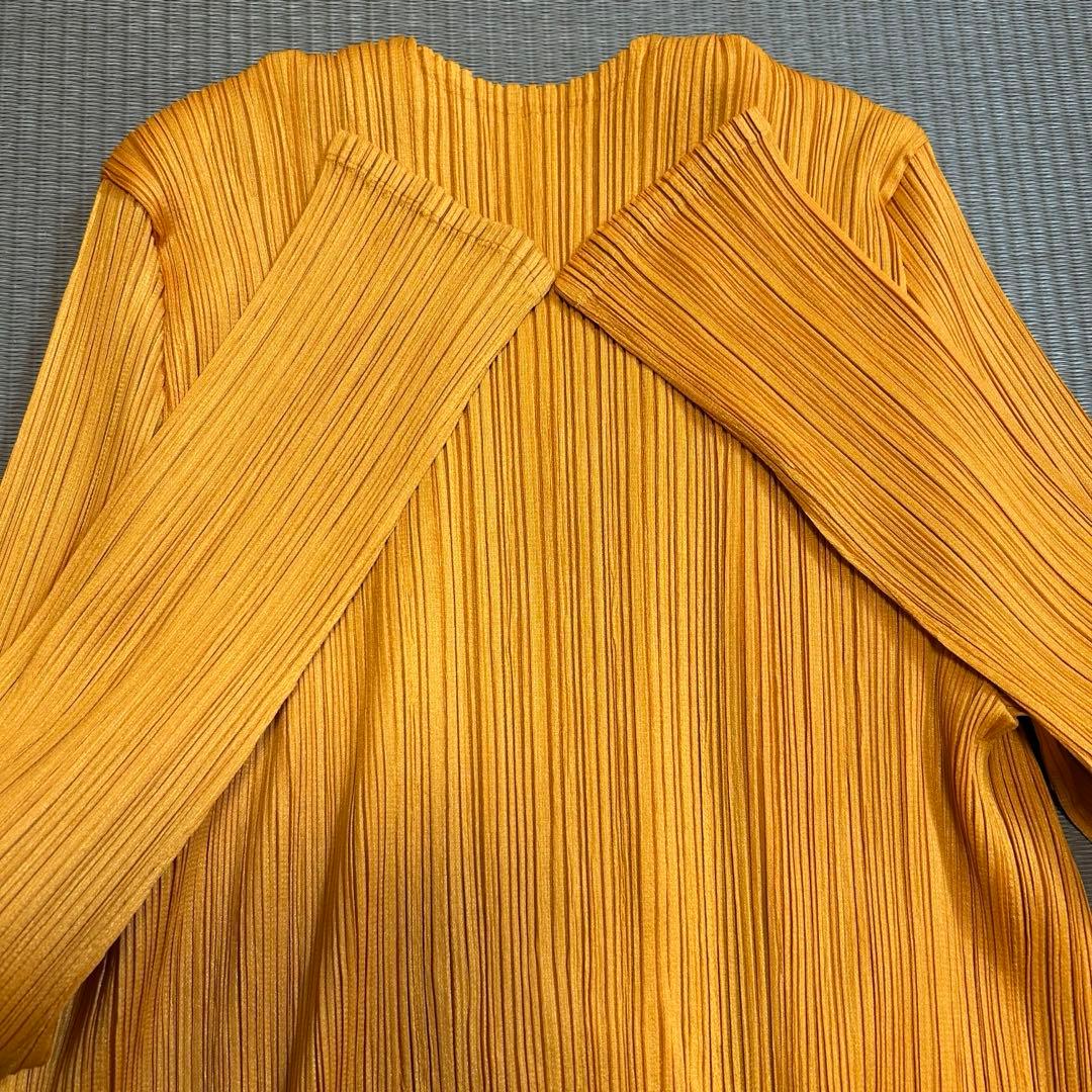 《美品》PLEATS PLEASE カーディガン 羽織り 長袖 オレンジ 3