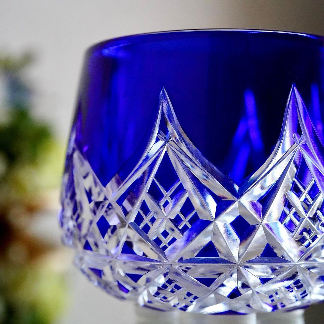 美品★希少オールドバカラBACCARAT コルベール ブルー色被せ 小物入れ A