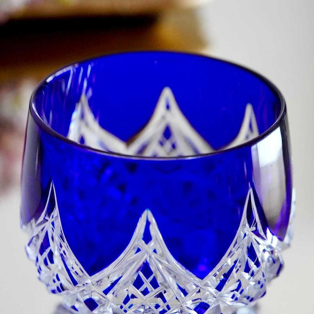 美品★希少オールドバカラBACCARAT コルベール ブルー色被せ 小物入れ A