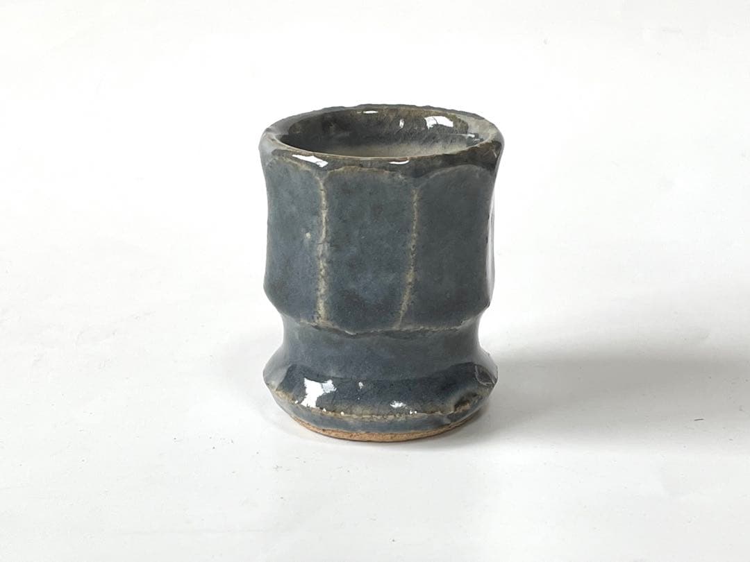 陶芸家　河井寛次郎　？　呉須　面取　盃　ぐい呑　酒器　脚付盃　瑠璃