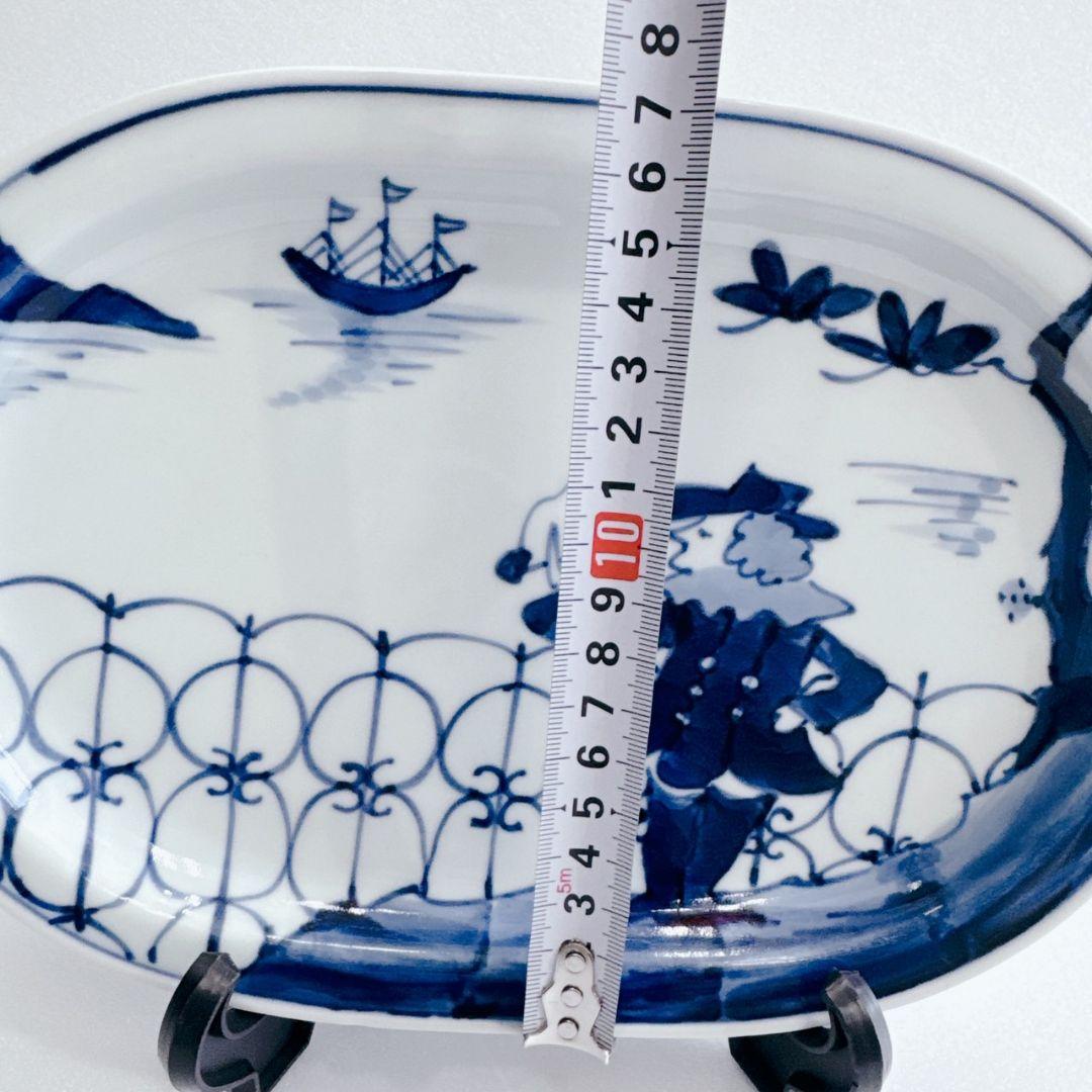 有田焼 青花 しん窯 異人 オーバル皿 小判プレート 5枚セット アンティーク