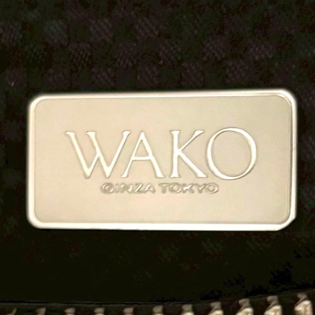 【美品】 WAKO ワコウ ハンドバッグ ブラック ハンドバッグ ロゴ