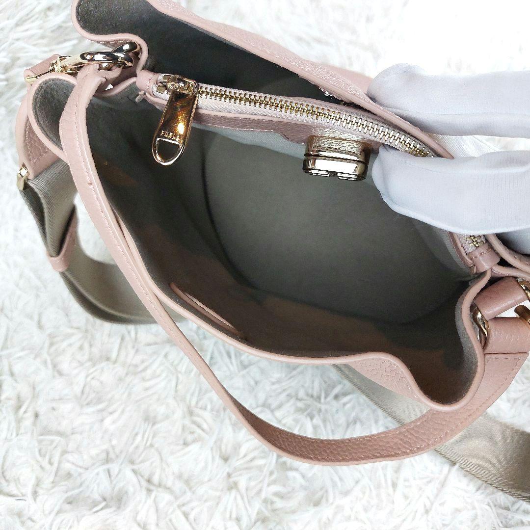 未使用級 FURLA ダナエ 現行ロゴ シボ革 2wayレザーショルダーバッグ