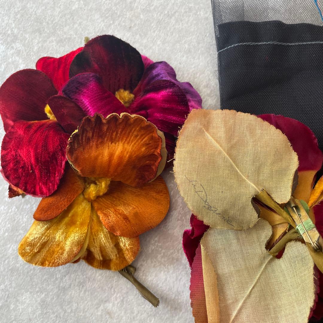 【定価4万】作家さんの一点物 ベルベットのコサージュ2個セット