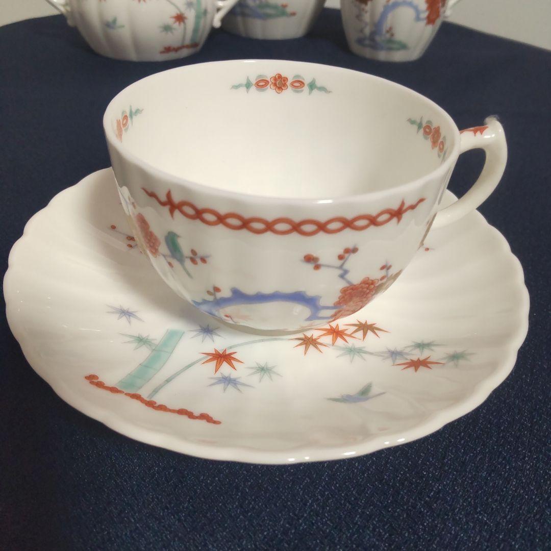 高級 深川製磁 酒井田柿右衛門写 色絵 カップ＆ソーサー ポット 食器セット