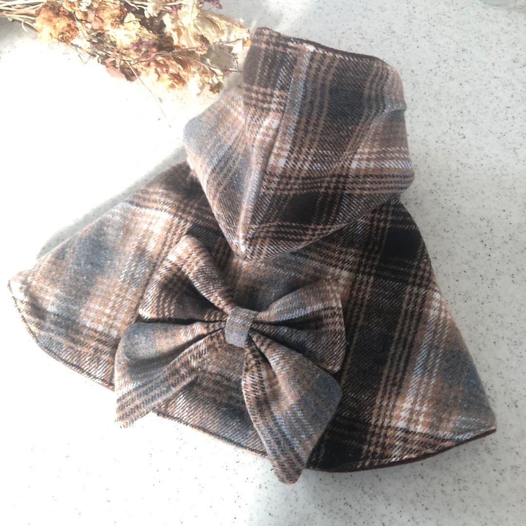 ハンドメイド　リバーシブルポンチョ　オーダー小型犬