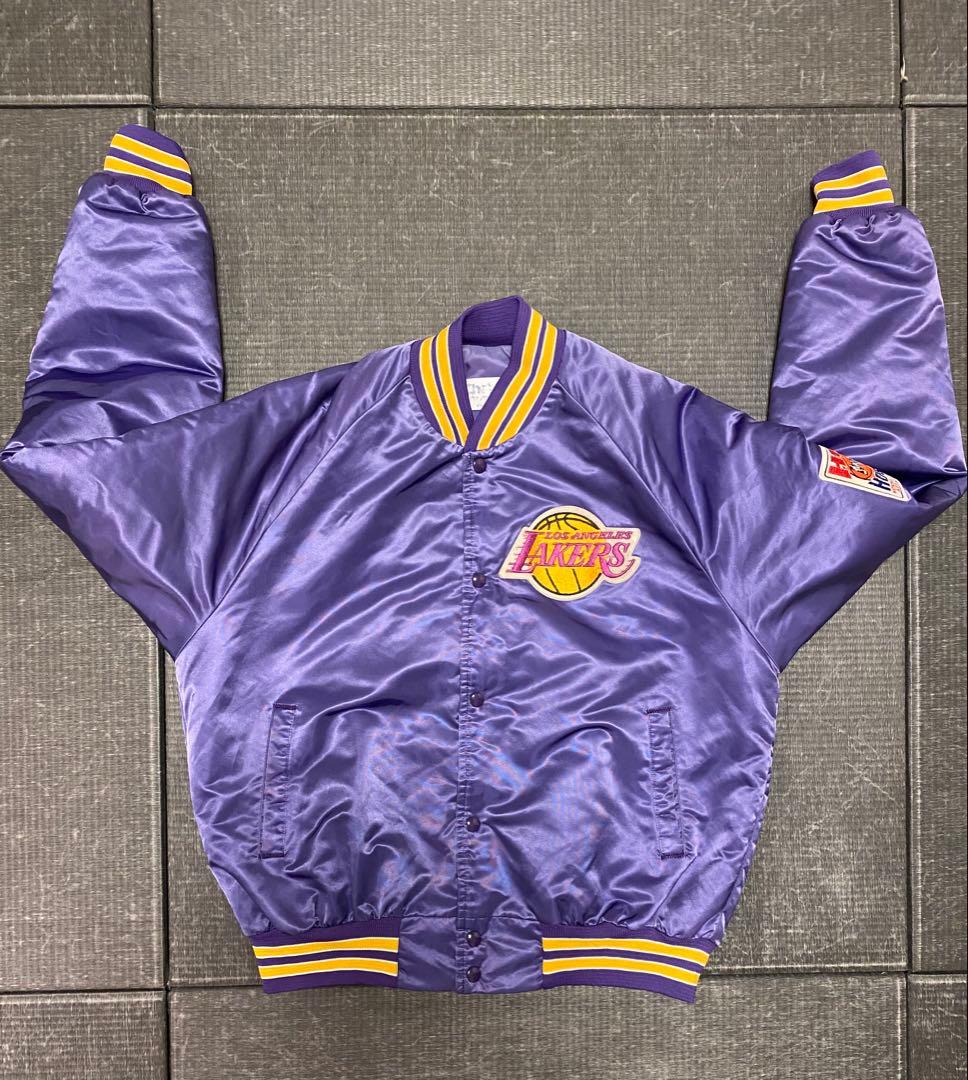 90s　chalk line　サテン　スタジャン　レイカーズUSA製　L