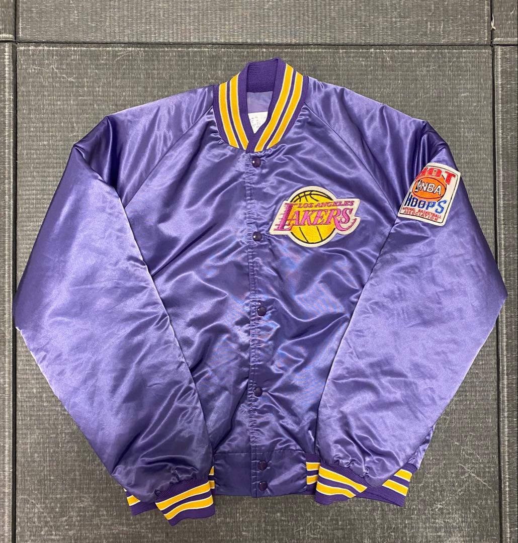 90s　chalk line　サテン　スタジャン　レイカーズUSA製　L
