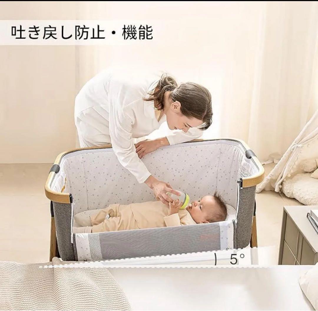 新品正規品HZDMJベビーベッド添い寝折りたたみ ハイローベッドグレー03C-G