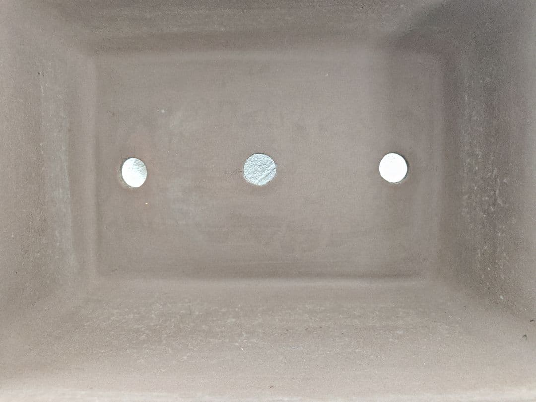 陶器製長方形盆栽鉢 ブラウン 約47cm×36cm×19.5cm　落款　太山