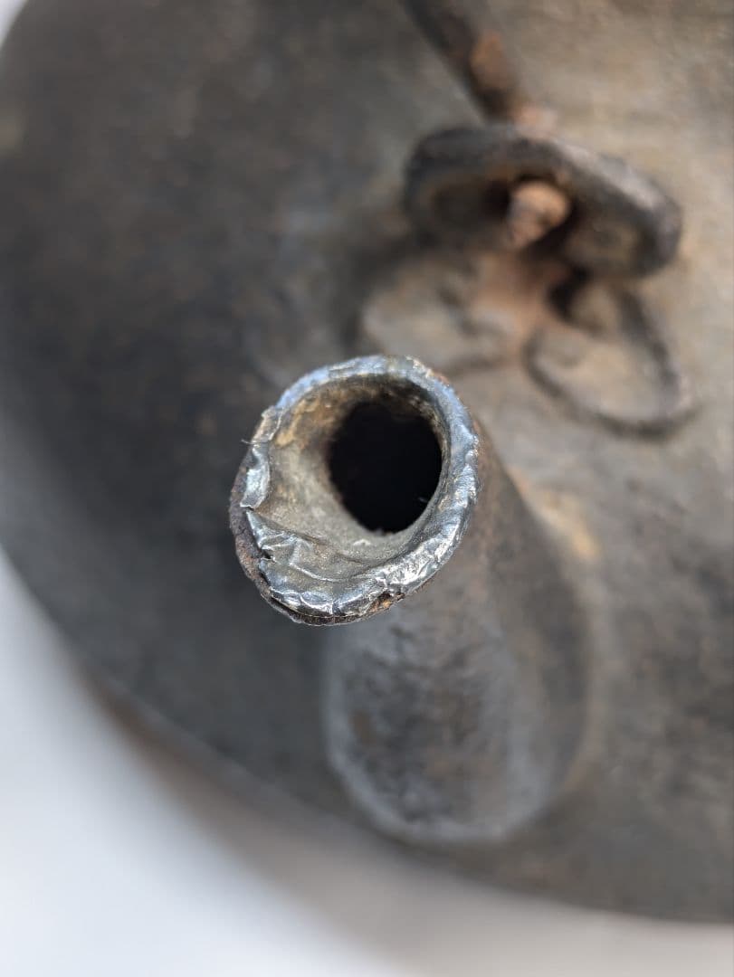 骨董　鉄瓶　茶道具　袋弦　 銀象嵌 侘び寂び　銀直し　古玩