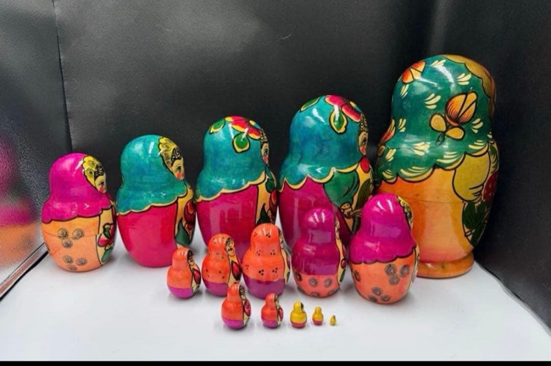 セール‼️ソビエト　アンティーク　マイダン地方　マトリョーシカ　15組　現状