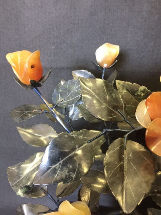 玉石盆栽置物 白玉 墨玉 瑪瑙 綠玉