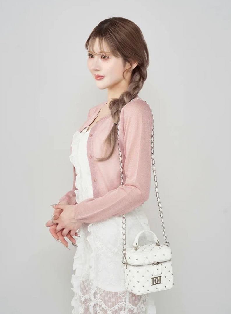 ダーリッチ キルティングビジュースクエアミニバッグ ホワイト