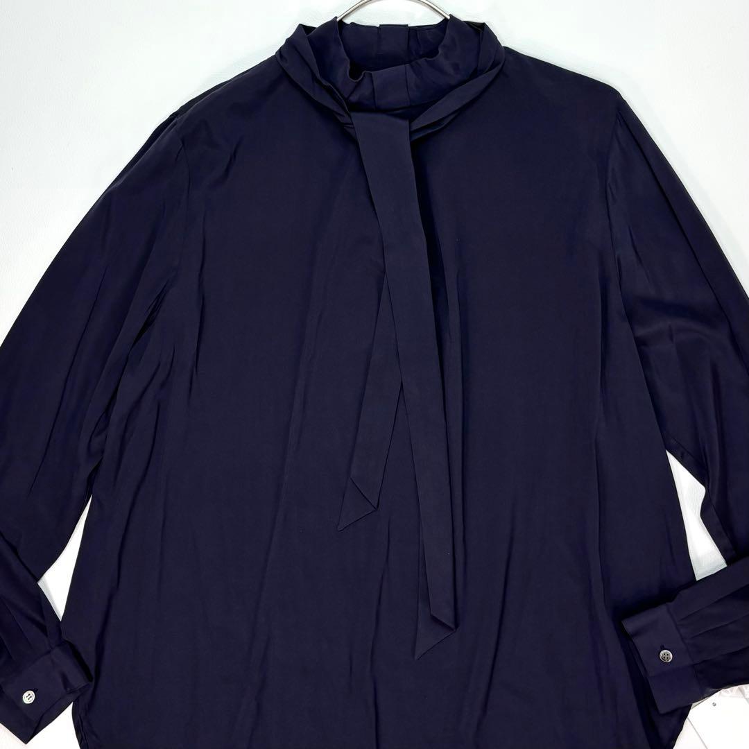 未使用✨SOÉJU シルクボウタイブラウス Mサイズ ネイビー　タグ付き